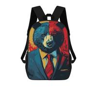 sinyumoney 17inchMochila Bear in Suit Art Print Mochila Escolar Impresa En 3D Para Niños Y Niñas, Mochila Para Portátil Para Niños/estudiantes/adultos
