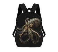 sinyumoney 17inchMochila Black And Gold Octopus Mochila Escolar Impresa En 3D Para Niños Y Niñas, Mochila Para Portátil Para Niños/estudiantes/adultos