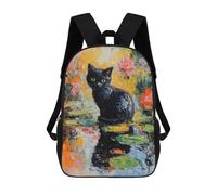 sinyumoney 17inchMochila Black Cat on Lily Pads Mochila Escolar Impresa En 3D Para Niños Y Niñas, Mochila Para Portátil Para Niños/estudiantes/adultos