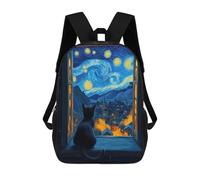 sinyumoney 17inchMochila Black Cat Starry Night Mochila Escolar Impresa En 3D Para Niños Y Niñas, Mochila Para Portátil Para Niños/estudiantes/adultos