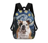 sinyumoney 17inchMochila Bulldog Starry Night Mochila Escolar Impresa En 3D Para Niños Y Niñas, Mochila Para Portátil Para Niños/estudiantes/adultos