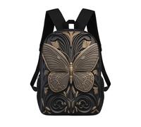 sinyumoney 17inchMochila Butterfly Gold Relief Deco Mochila Escolar Impresa En 3D Para Niños Y Niñas, Mochila Para Portátil Para Niños/estudiantes/adultos