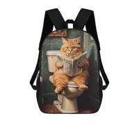 sinyumoney 17inchMochila Cat Reading Newspaper on Toilet Mochila Escolar Impresa En 3D Para Niños Y Niñas, Mochila Para Portátil Para Niños/estudiantes/adultos