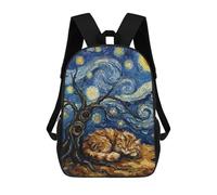 sinyumoney 17inchMochila Cat Sleeping Under Starry Night Painting Mochila Escolar Impresa En 3D Para Niños Y Niñas, Mochila Para Portátil Para Niños/estudiantes/adultos
