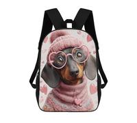 sinyumoney 17inchMochila Charming Dachshund in Winter Fashion Mochila Escolar Impresa En 3D Para Niños Y Niñas, Mochila Para Portátil Para Niños/estudiantes/adultos