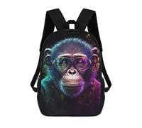 sinyumoney 17inchMochila Chimp with Glasses Art Print-1 Mochila Escolar Impresa En 3D Para Niños Y Niñas, Mochila Para Portátil Para Niños/estudiantes/adultos