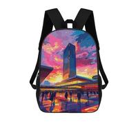 sinyumoney 17inchMochila Cityscape with Futuristic Building Mochila Escolar Impresa En 3D Para Niños Y Niñas, Mochila Para Portátil Para Niños/estudiantes/adultos