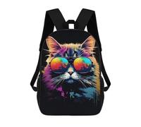 sinyumoney 17inchMochila Colorful Cat Sunglasses Art Print -2 Mochila Escolar Impresa En 3D Para Niños Y Niñas, Mochila Para Portátil Para Niños/estudiantes/adultos