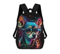 sinyumoney 17inchMochila Colorful Chihuahua Glasses Art Print -1 Mochila Escolar Impresa En 3D Para Niños Y Niñas, Mochila Para Portátil Para Niños/estudiantes/adultos