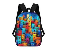 sinyumoney 17inchMochila Colorful Cityscape Painting Mochila Escolar Impresa En 3D Para Niños Y Niñas, Mochila Para Portátil Para Niños/estudiantes/adultos