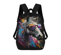 sinyumoney 17inchMochila Colorful Horse Sunglasses Art Print -1 Mochila Escolar Impresa En 3D Para Niños Y Niñas, Mochila Para Portátil Para Niños/estudiantes/adultos