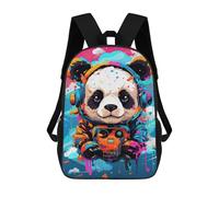 sinyumoney 17inchMochila Colorful Panda with Headphones Mochila Escolar Impresa En 3D Para Niños Y Niñas, Mochila Para Portátil Para Niños/estudiantes/adultos