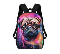 sinyumoney 17inchMochila Colorful Pug Art Print-25 Mochila Escolar Impresa En 3D Para Niños Y Niñas, Mochila Para Portátil Para Niños/estudiantes/adultos