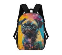 sinyumoney 17inchMochila Colorful Pug Painting Artwork Mochila Escolar Impresa En 3D Para Niños Y Niñas, Mochila Para Portátil Para Niños/estudiantes/adultos