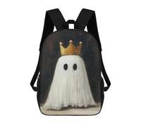 sinyumoney 17inchMochila Crowned Ghost Halloween Art Print Mochila Escolar Impresa En 3D Para Niños Y Niñas, Mochila Para Portátil Para Niños/estudiantes/adultos