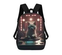sinyumoney 17inchMochila Deejay Cat Club Disco Mochila Escolar Impresa En 3D Para Niños Y Niñas, Mochila Para Portátil Para Niños/estudiantes/adultos