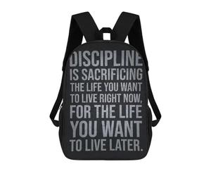 sinyumoney 17inchMochila Discipline Is Sacrificing Mochila Escolar Impresa En 3D Para Niños Y Niñas, Mochila Para Portátil Para Niños/estudiantes/adultos