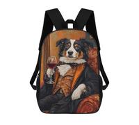 sinyumoney 17inchMochila Dog in Formal Attire Holding Wine Glass Mochila Escolar Impresa En 3D Para Niños Y Niñas, Mochila Para Portátil Para Niños/estudiantes/adultos