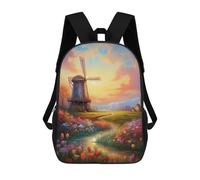 sinyumoney 17inchMochila Dutch Windmill Garden Scene Mochila Escolar Impresa En 3D Para Niños Y Niñas, Mochila Para Portátil Para Niños/estudiantes/adultos