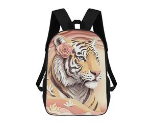 sinyumoney 17inchMochila Elegant Tiger with Rose Mochila Escolar Impresa En 3D Para Niños Y Niñas, Mochila Para Portátil Para Niños/estudiantes/adultos