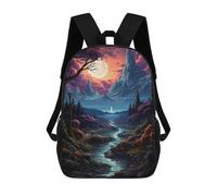 sinyumoney 17inchMochila Enchanted Moonlit Forest Mochila Escolar Impresa En 3D Para Niños Y Niñas, Mochila Para Portátil Para Niños/estudiantes/adultos
