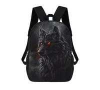 sinyumoney 17inchMochila Fenrir - Black Wolf with Glowing Eyes Mochila Escolar Impresa En 3D Para Niños Y Niñas, Mochila Para Portátil Para Niños/estudiantes/adultos