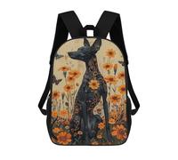 sinyumoney 17inchMochila Floral Fantasy Black Dog Art Print Mochila Escolar Impresa En 3D Para Niños Y Niñas, Mochila Para Portátil Para Niños/estudiantes/adultos