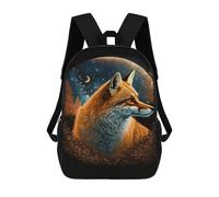 sinyumoney 17inchMochila Fox Moon Night Art Print Mochila Escolar Impresa En 3D Para Niños Y Niñas, Mochila Para Portátil Para Niños/estudiantes/adultos