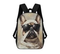 sinyumoney 17inchMochila Frenchie Sunglasses Painting Mochila Escolar Impresa En 3D Para Niños Y Niñas, Mochila Para Portátil Para Niños/estudiantes/adultos