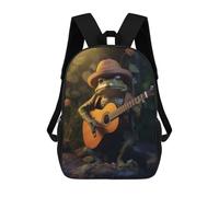 sinyumoney 17inchMochila Frog Hat Playing Guitar Mochila Escolar Impresa En 3D Para Niños Y Niñas, Mochila Para Portátil Para Niños/estudiantes/adultos