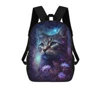 sinyumoney 17inchMochila Galactic Kitten with Flowers Mochila Escolar Impresa En 3D Para Niños Y Niñas, Mochila Para Portátil Para Niños/estudiantes/adultos
