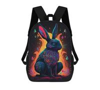 sinyumoney 17inchMochila Glowing Neon Rabbit Art Print-1 Mochila Escolar Impresa En 3D Para Niños Y Niñas, Mochila Para Portátil Para Niños/estudiantes/adultos