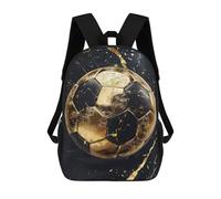 sinyumoney 17inchMochila Gold Soccer Ball Mochila Escolar Impresa En 3D Para Niños Y Niñas, Mochila Para Portátil Para Niños/estudiantes/adultos