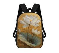 sinyumoney 17inchMochila Golden Lotus Flower Art Print-2 Mochila Escolar Impresa En 3D Para Niños Y Niñas, Mochila Para Portátil Para Niños/estudiantes/adultos