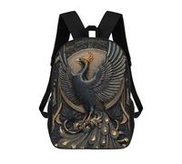 sinyumoney 17inchMochila Golden Phoenix Relief Art Deco Mochila Escolar Impresa En 3D Para Niños Y Niñas, Mochila Para Portátil Para Niños/estudiantes/adultos