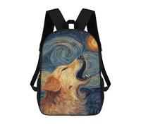 sinyumoney 17inchMochila Golden Retriever Howling at The Moon Mochila Escolar Impresa En 3D Para Niños Y Niñas, Mochila Para Portátil Para Niños/estudiantes/adultos