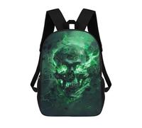 sinyumoney 17inchMochila Green Lightning Skull Artwork Mochila Escolar Impresa En 3D Para Niños Y Niñas, Mochila Para Portátil Para Niños/estudiantes/adultos