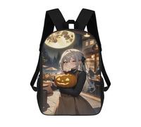 sinyumoney 17inchMochila Halloween Pumpkin Light Cafe Mochila Escolar Impresa En 3D Para Niños Y Niñas, Mochila Para Portátil Para Niños/estudiantes/adultos