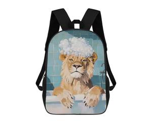 sinyumoney 17inchMochila Lion in A Bath Mochila Escolar Impresa En 3D Para Niños Y Niñas, Mochila Para Portátil Para Niños/estudiantes/adultos
