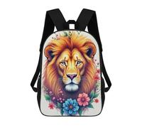sinyumoney 17inchMochila Lion with Flowers Art Print Mochila Escolar Impresa En 3D Para Niños Y Niñas, Mochila Para Portátil Para Niños/estudiantes/adultos