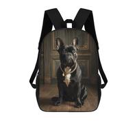 sinyumoney 17inchMochila Luxury French Bulldog Necklace Set Mochila Escolar Impresa En 3D Para Niños Y Niñas, Mochila Para Portátil Para Niños/estudiantes/adultos