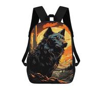 sinyumoney 17inchMochila Majestic Black Wolf Moon Mochila Escolar Impresa En 3D Para Niños Y Niñas, Mochila Para Portátil Para Niños/estudiantes/adultos