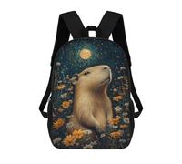 sinyumoney 17inchMochila Moonlit Capybara Garden Mochila Escolar Impresa En 3D Para Niños Y Niñas, Mochila Para Portátil Para Niños/estudiantes/adultos