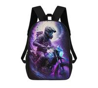 sinyumoney 17inchMochila Motorcycle Rider Moonlit Night Mochila Escolar Impresa En 3D Para Niños Y Niñas, Mochila Para Portátil Para Niños/estudiantes/adultos
