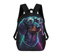 sinyumoney 17inchMochila Neon Dachshund Glasses Art Print Mochila Escolar Impresa En 3D Para Niños Y Niñas, Mochila Para Portátil Para Niños/estudiantes/adultos