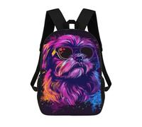 sinyumoney 17inchMochila Neon Dog Sunglasses Art Print-1 Mochila Escolar Impresa En 3D Para Niños Y Niñas, Mochila Para Portátil Para Niños/estudiantes/adultos