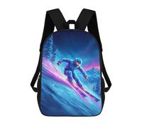 sinyumoney 17inchMochila Neon Ski Night Adventure-1 Mochila Escolar Impresa En 3D Para Niños Y Niñas, Mochila Para Portátil Para Niños/estudiantes/adultos
