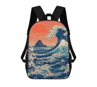 sinyumoney 17inchMochila Ocean Waves Sunset Art Print-3 Mochila Escolar Impresa En 3D Para Niños Y Niñas, Mochila Para Portátil Para Niños/estudiantes/adultos