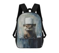 sinyumoney 17inchMochila Otter in Top Hat Painting-3 Mochila Escolar Impresa En 3D Para Niños Y Niñas, Mochila Para Portátil Para Niños/estudiantes/adultos