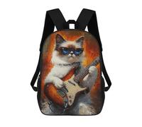 sinyumoney 17inchMochila Rock Star Cat Guitar Painting -2 Mochila Escolar Impresa En 3D Para Niños Y Niñas, Mochila Para Portátil Para Niños/estudiantes/adultos
